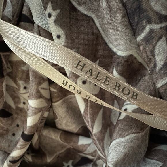 Hale Bob Jersey Wrap Top Brown Paisley Stretchy Ruffle Y2K Neutral Vacation Fall - Picture 3 of 8